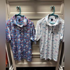 Con.Struct Golf Polos (2) Shirts Men's  AOP Performance Stretch Quick Dry Large